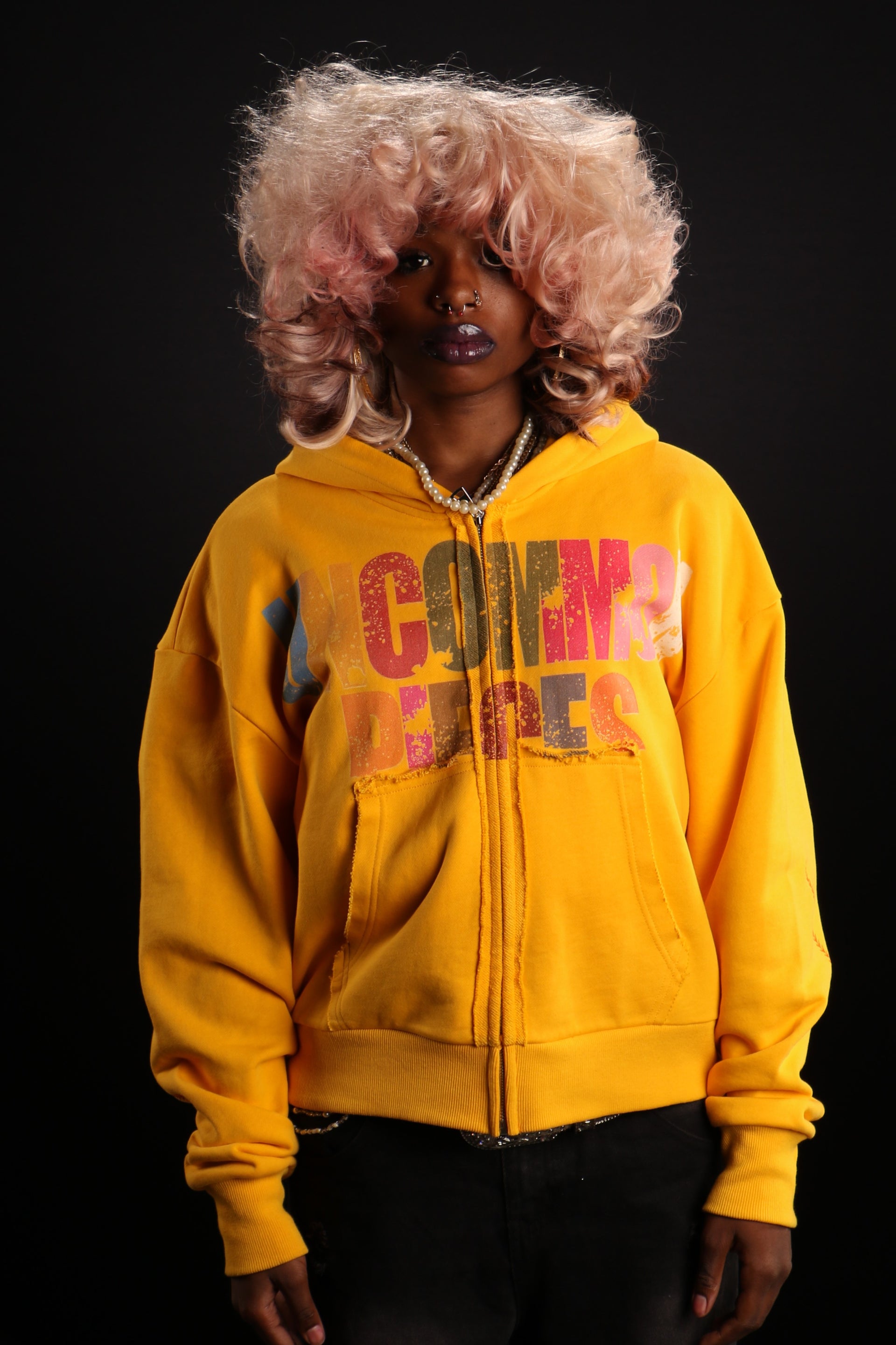 YELLOW NEEDLE THREAD HOODIE (pre-made)