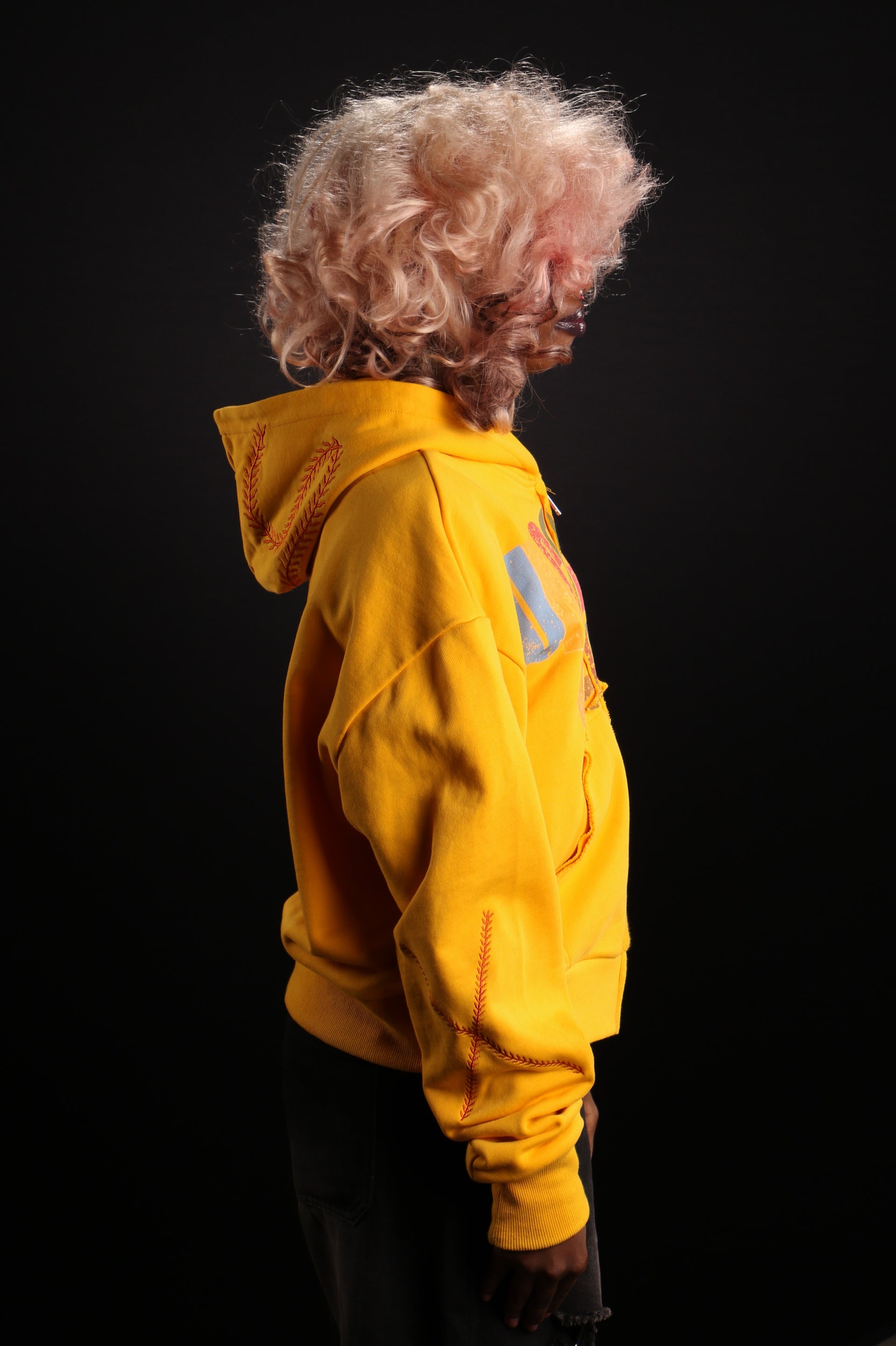 YELLOW NEEDLE THREAD HOODIE (pre-made)